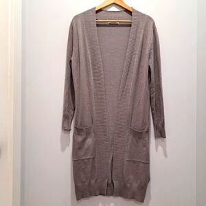 Cherish Gray Longline Cozycore Minimalist Light Knit Cardigan Womens Small